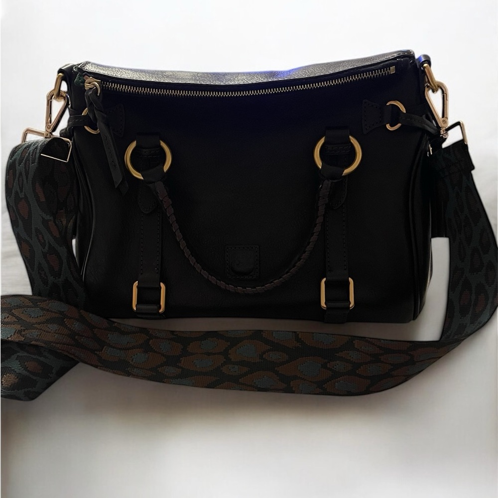 Dooney & Bourke Black Crossbody Bag with Gold Accents